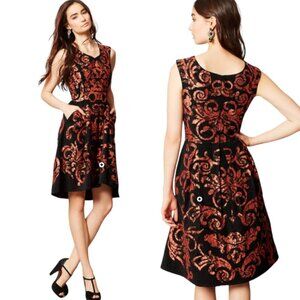 Yoana Baraschi Anthropologie Mirissa Dress Black Copper Fairy Goth Boho Size 2